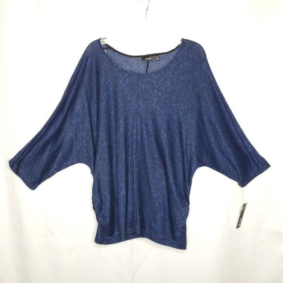 NEW Apt. 9 Knit Top Sweater XL OX Sparkly Blue Black Dolman Sleeve Semi Sheer - Picture 1 of 7